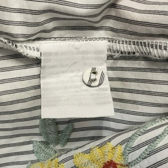 Johnny Was Evangeline Smocked Stripe Blouse M Lisbon Floral Embroidered W18524-3 - Picture 14 of 16
